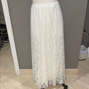 See You Monday White Lace Maxi Skirt